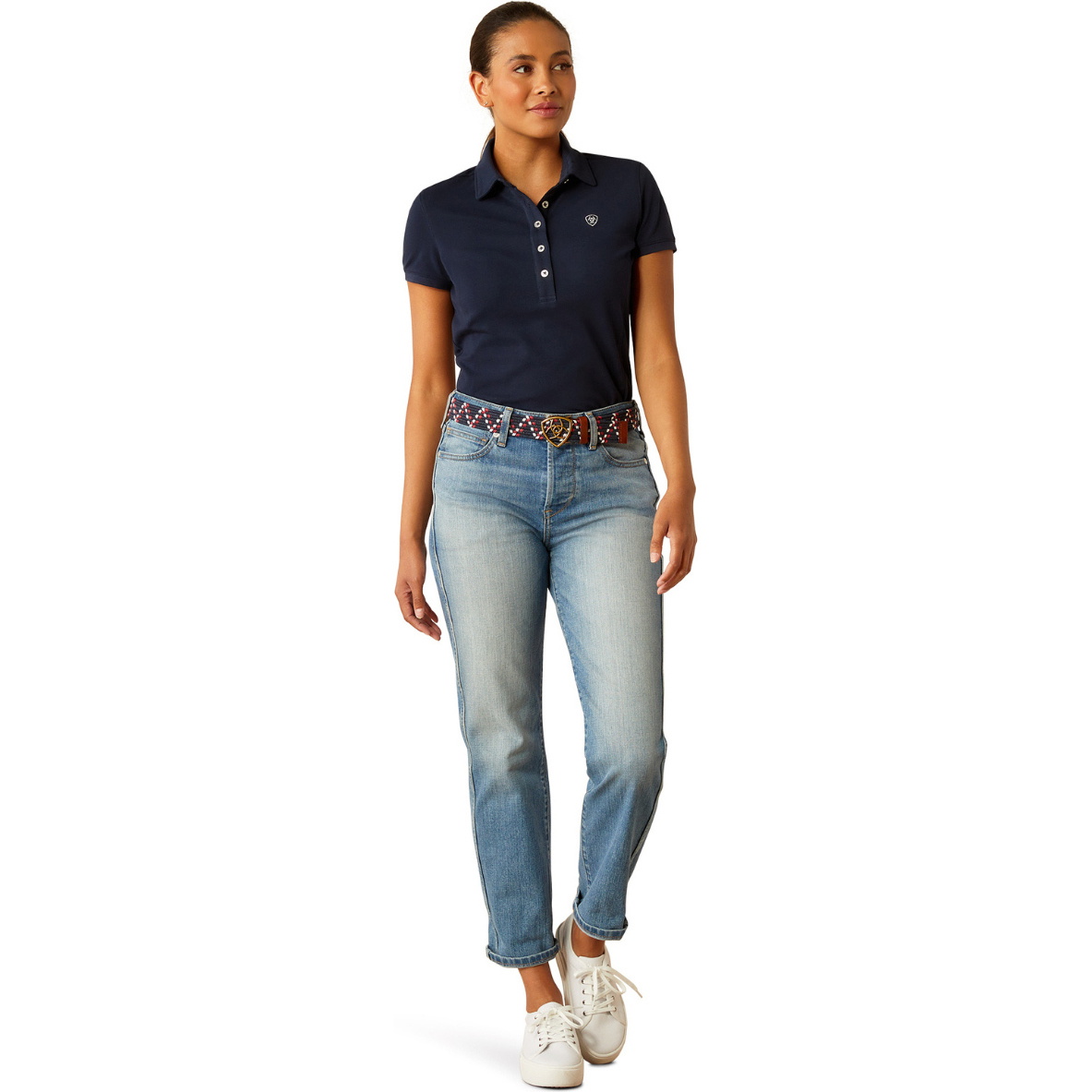 2025 Ariat Womens Prix 3.0 Short Sleeve Polo Shirt 10055058 - Navy Eclipse